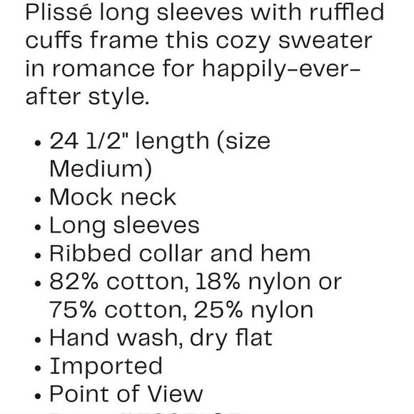 Pleated Sleeve Mock Neck Sweater - Picture 4 of 4